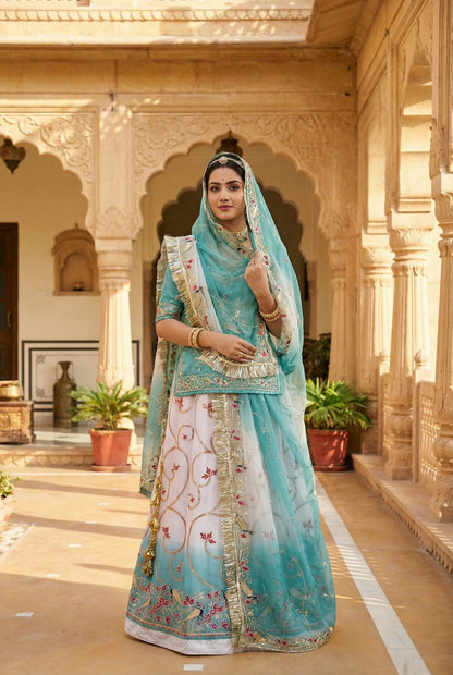 Rajasthani Humrai Odhna Poshak | Soft Tissue Crush Fabric with Handwork