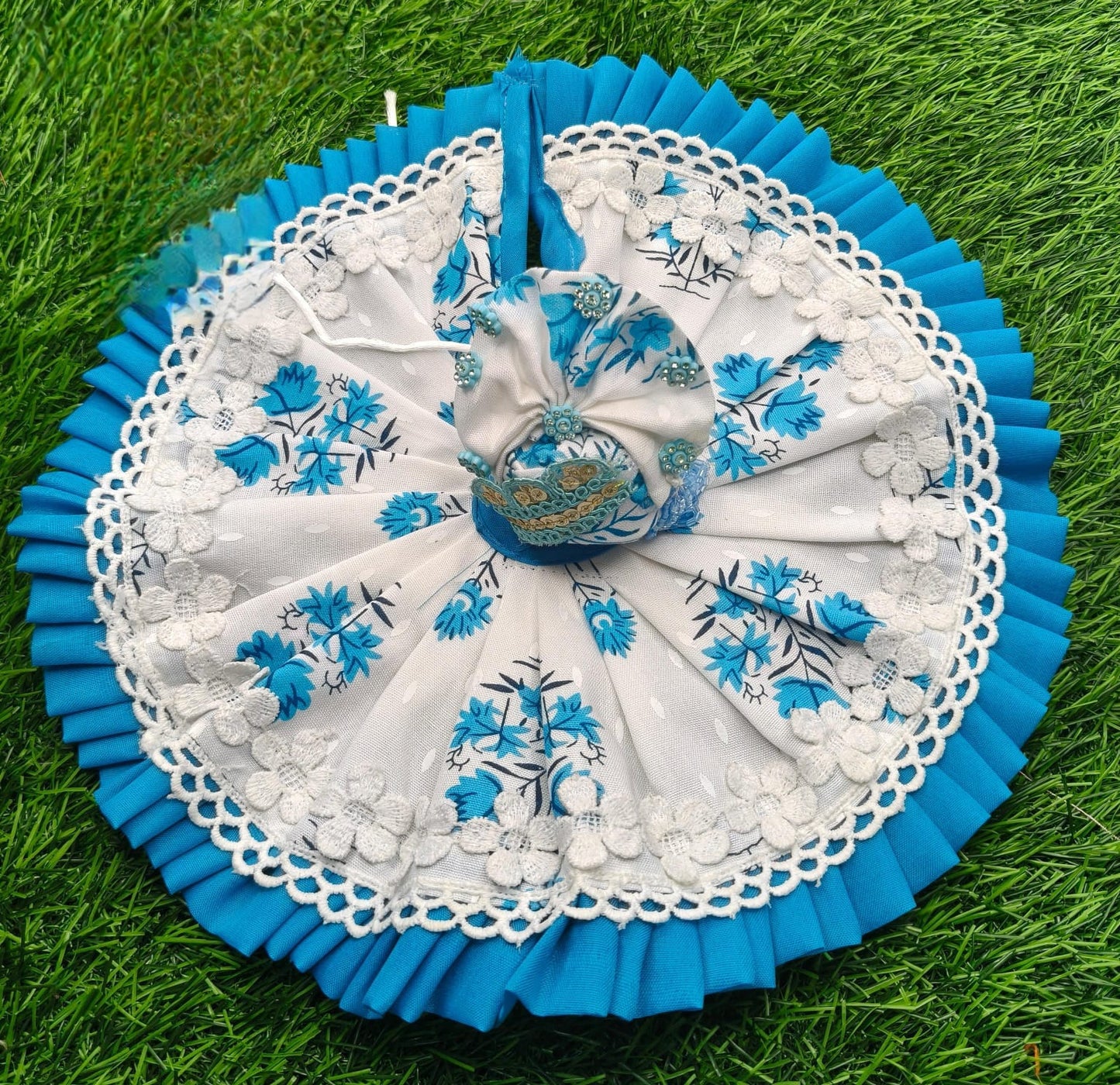 Premium Floral Lace Kanha Ji Poshak with Mukut Pack of 2 | Laddu Gopal Dress