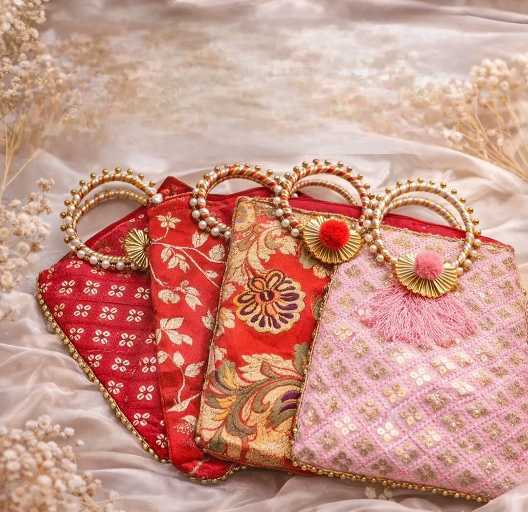 Pooja/ Mangal path/Wedding return Gift Potli bags(Pack of 2)