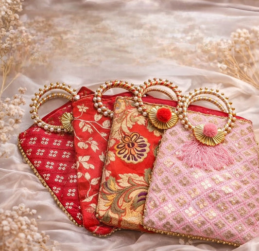 Pooja/ Mangal path/Wedding return Gift Potli bags(Pack of 2)