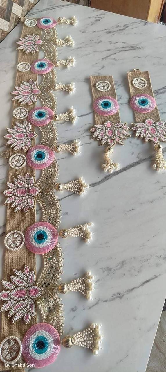 Evil Eye lotus good vibes designer beautiful Bandarwal/Toran with hanging 40"inch