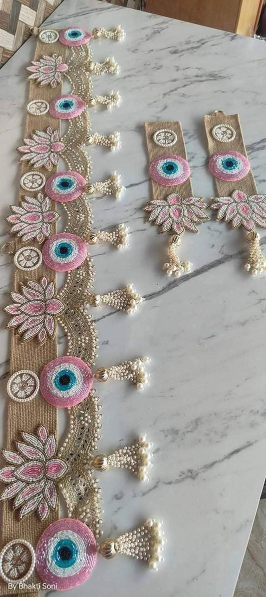 Evil Eye lotus good vibes designer beautiful Bandarwal/Toran with hanging 40"inch