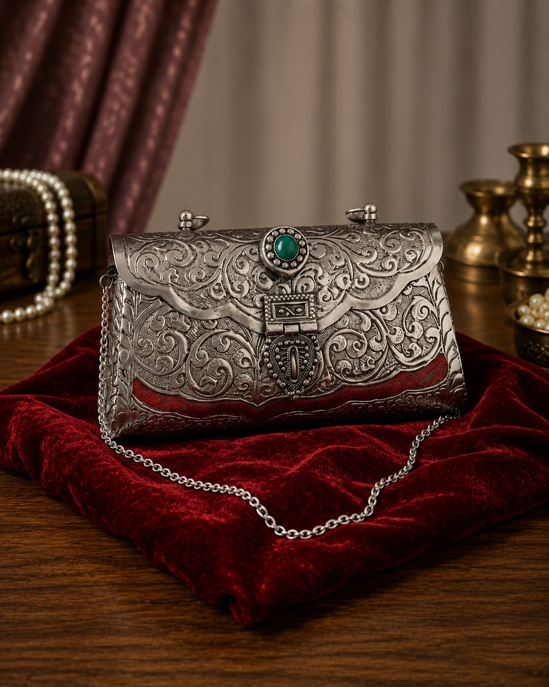 Royal Brass Rajwadi Metal Clutch Bag