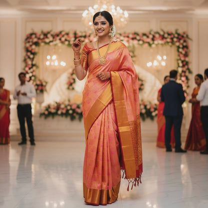 Handloom Kanchipuram Silk Bridal Saree – Silk Mark Certified, Grand Zari Pallu