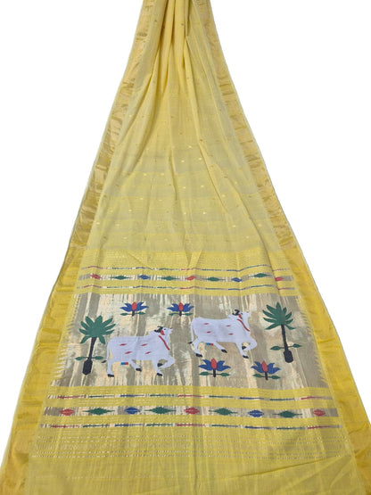 Cotton Fancy Paithani Saree – Handloom Pure Cotton with Fancy Pallu & Running Blouse