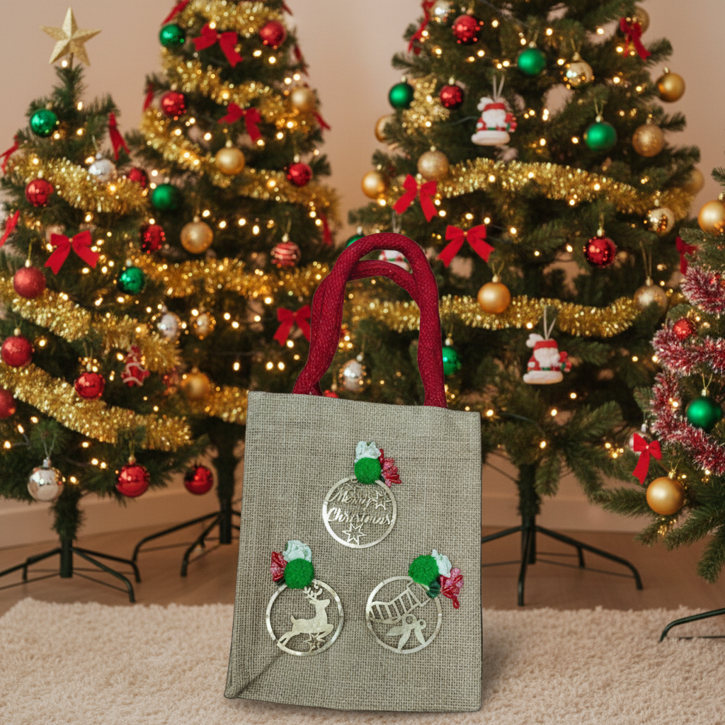 Merry Christmas gifting jute bag pack of 2