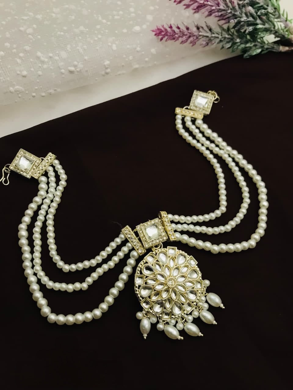 Premium Multi-Strand Pearl Hair Brooch with Statement Pendant | Bridal & Partywear Hair Accessory
