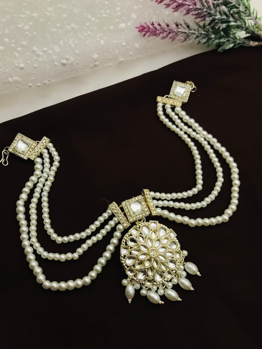 Premium Multi-Strand Pearl Hair Brooch with Statement Pendant | Bridal & Partywear Hair Accessory