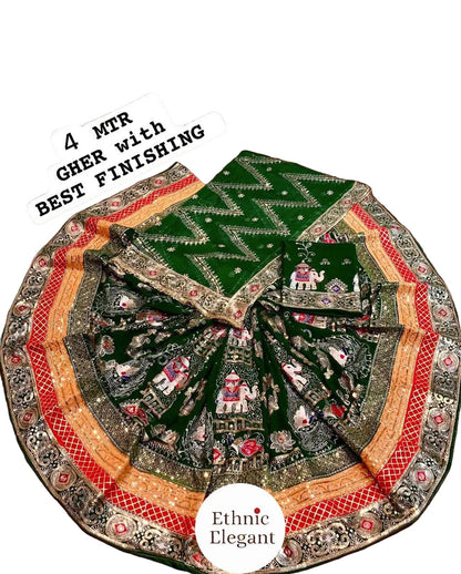 Premium Designer Lehenga Poshak (4 Mtr Gher) – Georgette Fabric with Heavy Embroidery & Odhani