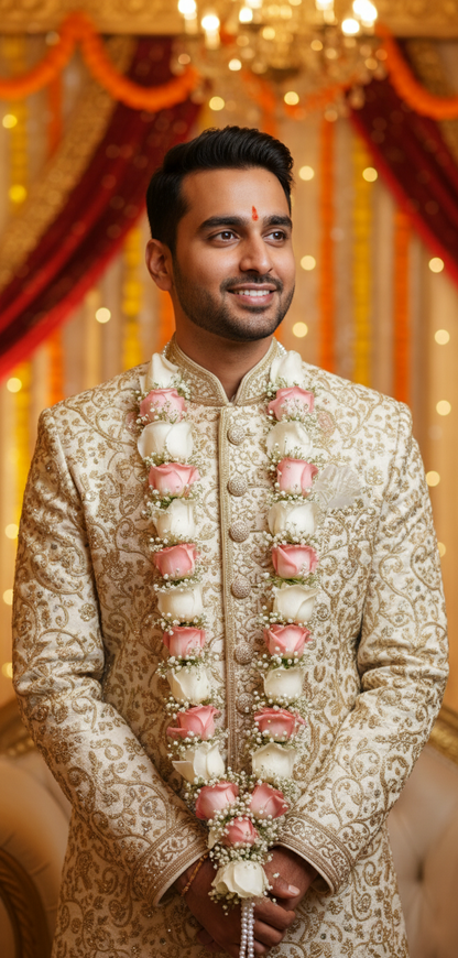 Fresh Flower Wedding Varmala Garland Pair for Bride & Groom – 5.5 ft Long