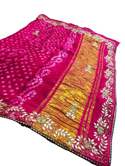Pure Modal Gajji Silk Jaipuri Bandhej Saree – Boutique Handwork Designer Saree