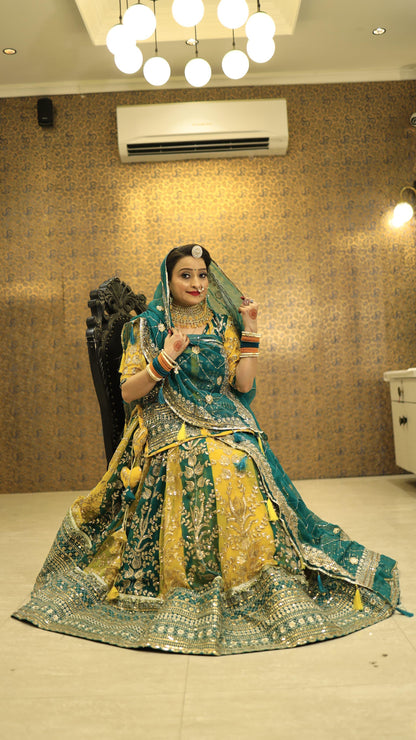 Designer 4 Mtr Gher Poshak - Pure Georgette, Heavy Velvet Zari Work