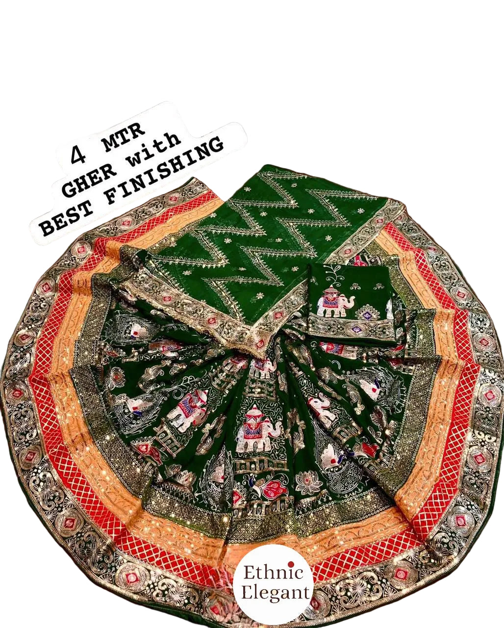 Designer 4 Meter Gher Rajasthani Poshak – Vintage Boutique Georgette Lehenga Suit with Heavy Odhani
