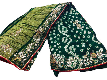 Pure Modal Gajji Silk Jaipuri Bandhej Saree – Boutique Handwork Designer Saree