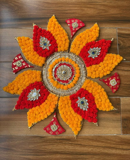 Beautiful handmade pom pom instant rangoli set Size 21" inch