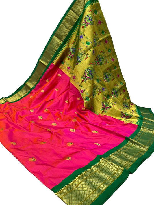 Kadiyal Border Peacock Design Pure Silk Paithani Saree | Wedding & Festive Wear