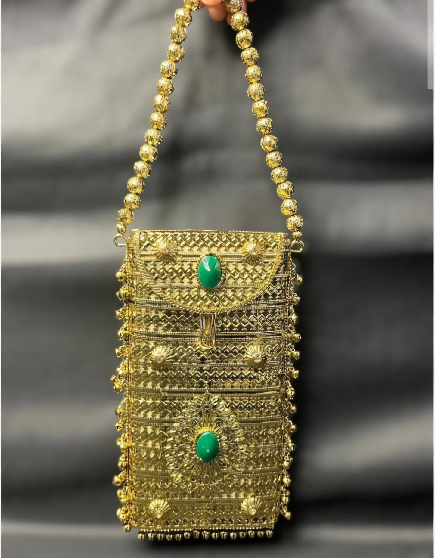 Elegant Partywear Brass Metal Mobile Bag for Women | Designer Ethnic Mobile Purse for Weddings & Festive Occasions