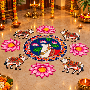 Pichwai Lotus MDF Rangoli Set | Diwali & Festive Décor size 16*inch