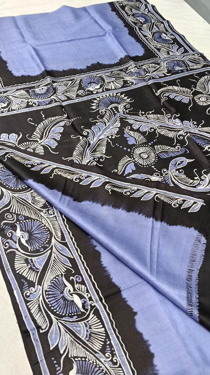 Beautiful Batik Hand-Painted Pure Silk Saree – Silk Mark Certified