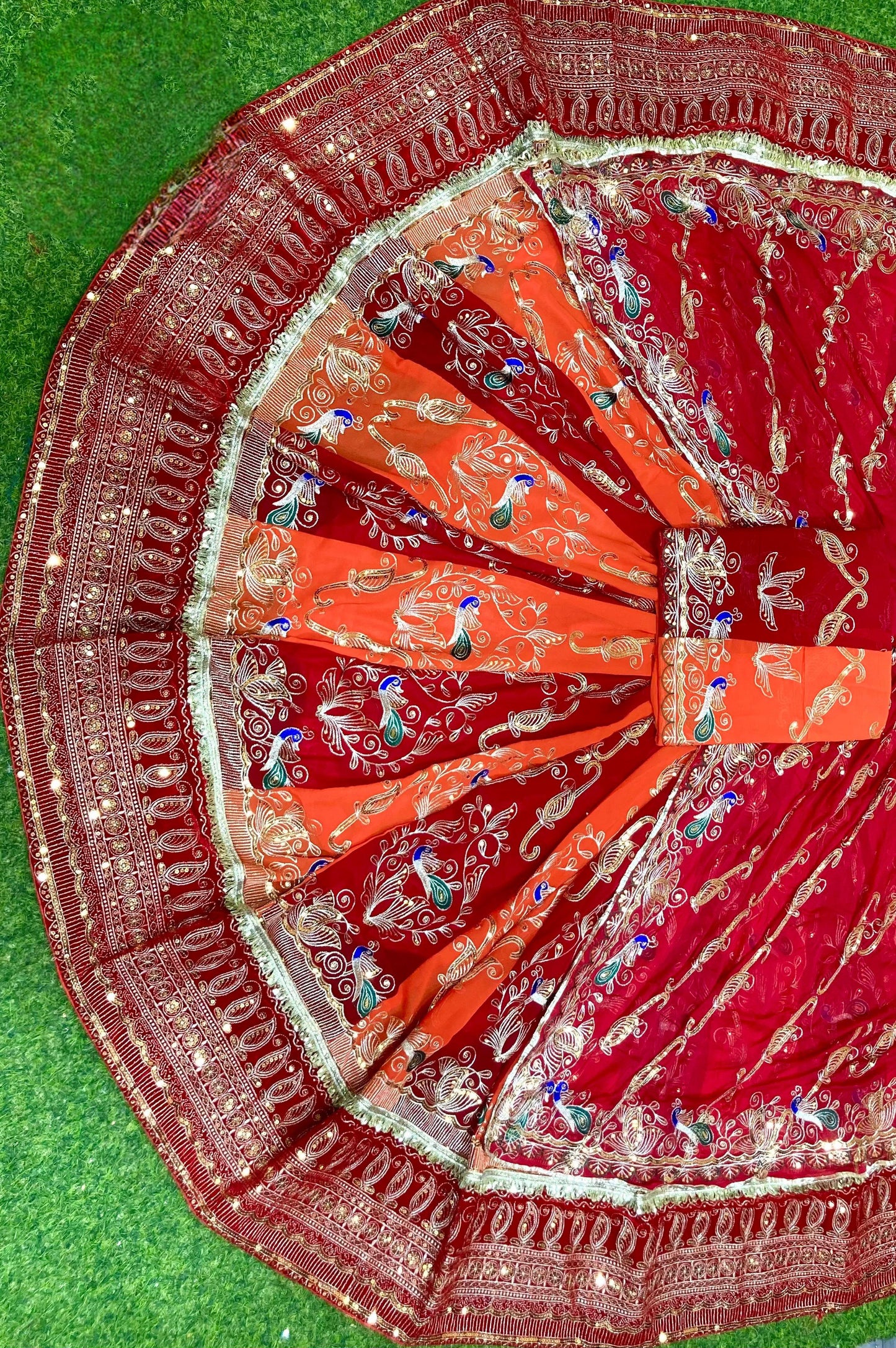 Designer 4.5 mt Gher Rajwadi Lehanga poshak