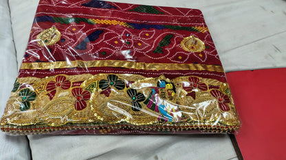 Luxury Marwadi Bandhej Chunri Pomcha with Zardozi Work | Kolkata Handcrafted Georgette Odhna