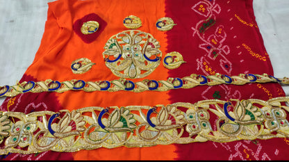 Traditional Pila Chunri –   Ojaria with Kolkata Zardosi Handwork