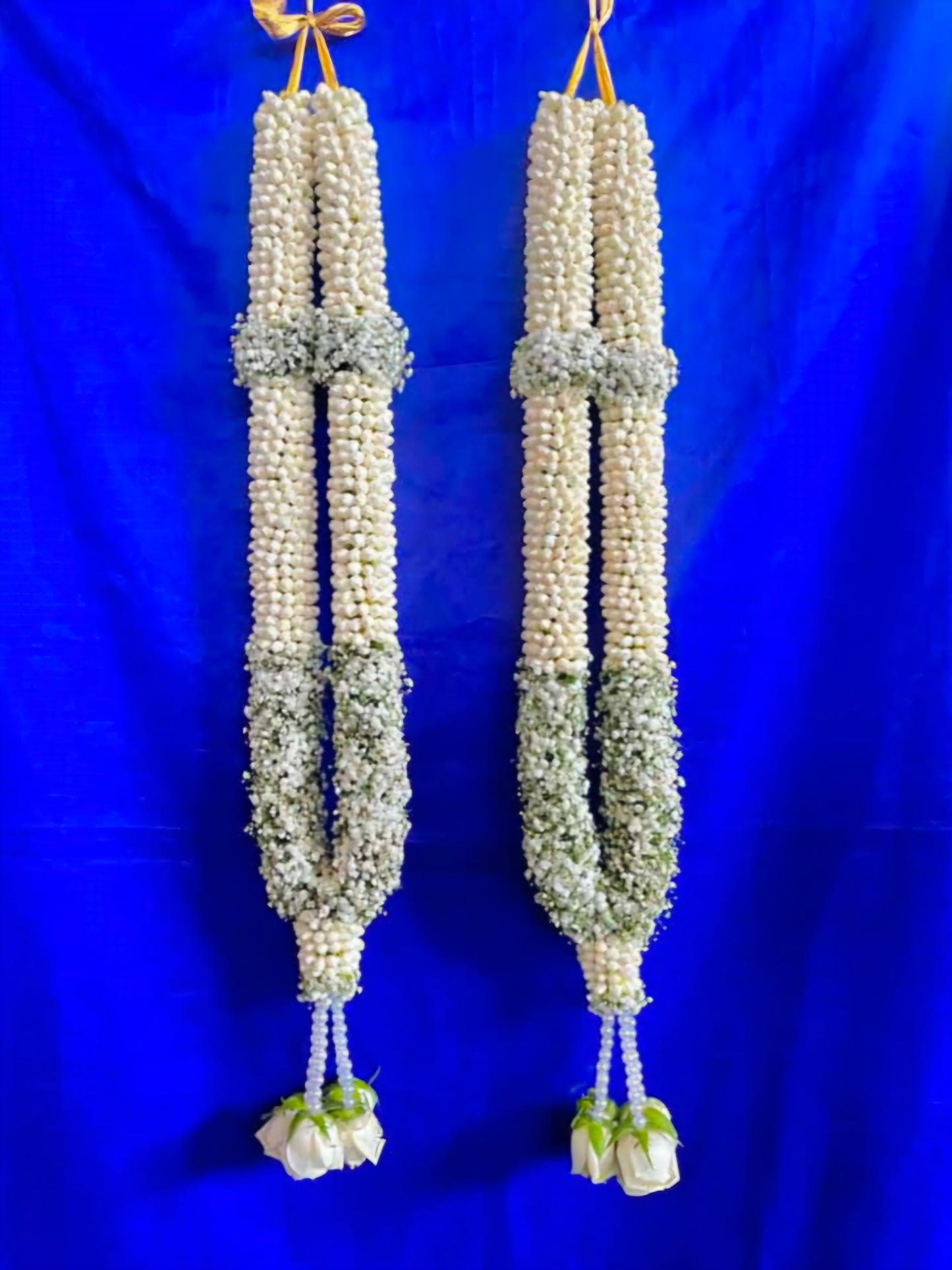 Fresh Mogra & Baby’s Breath Wedding Varmala Pair | Elegant Bridal Jaimala Garland