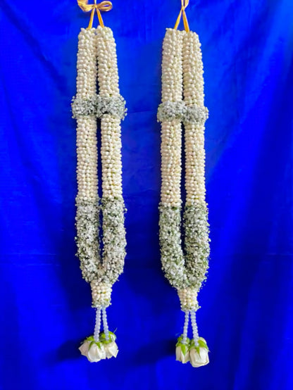 Fresh Mogra & Baby’s Breath Wedding Varmala Pair | Elegant Bridal Jaimala Garland
