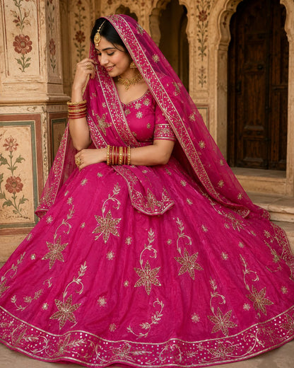 Heavy dabka jardoji handwork Natural silk Pyor odhna Rajasthani poshak