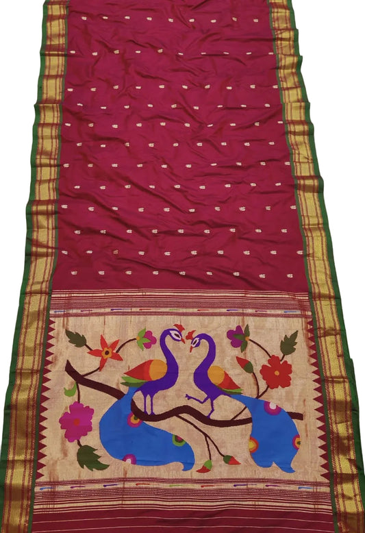 Handloom Golden & Silver Jari Yeola  Paithani – Pure Silk saree