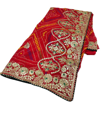Georgette Rajasthani Traditional Marwari Piliya Chunari saree with Blouse