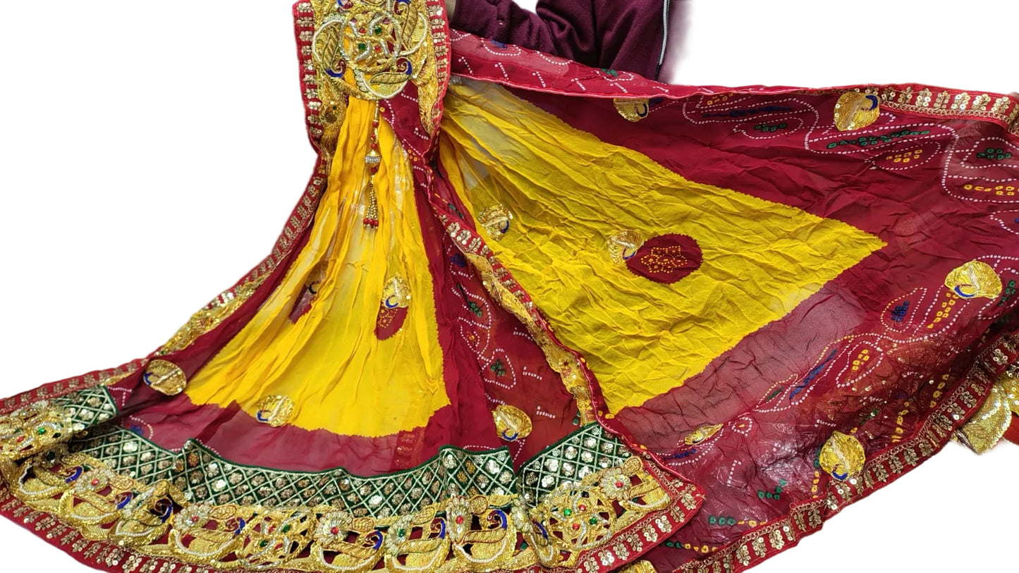 Rajasthani Traditional  Zardosi Bel-Buti Handwork Gorgette Pilla Chunri Odhna