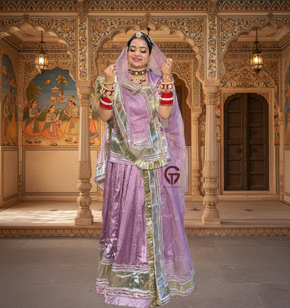 Elegant Partywear Poshak - 32 Kali Heavy Gher, Gota Patti & LafaSikkiya Work