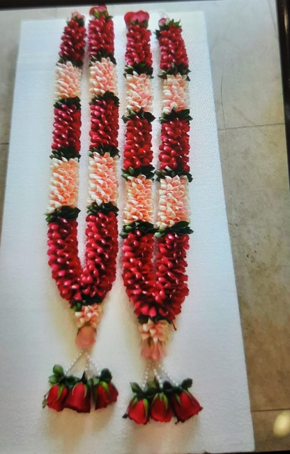 Fresh Flower Heavy Fancy Wedding Varmala / Garland Pair – Handcrafted Design, 5.5 ft