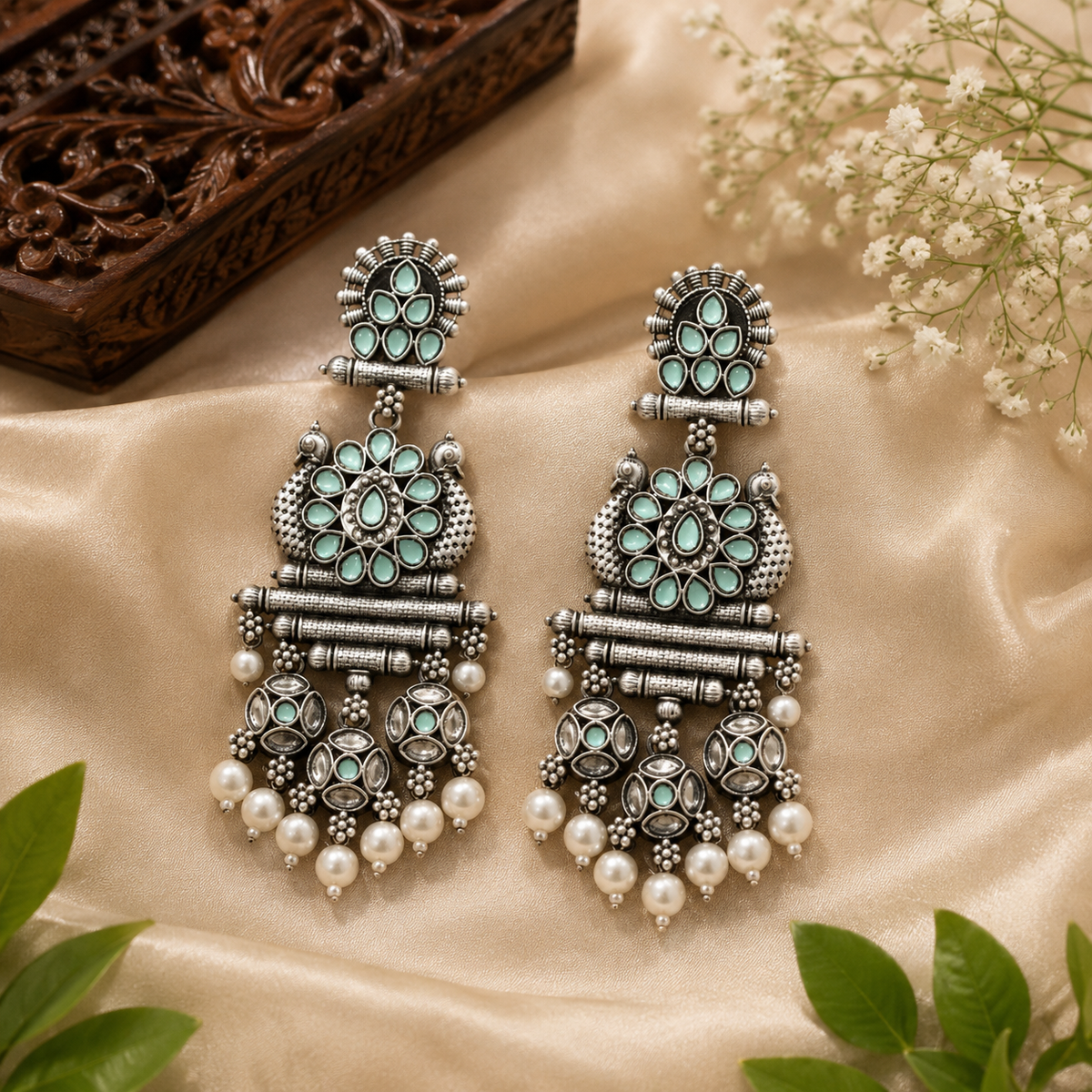 Oxidised Silver Jhumka Earrings – Traditional Antique Tribal Ghungroo Drop Statement Jewelry