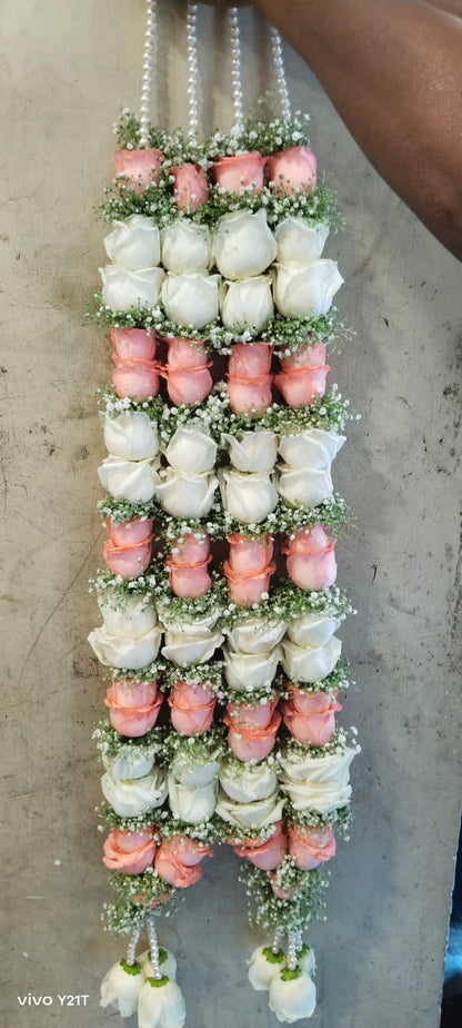 Fresh Flower Wedding Garland Pair for Bride & Groom – 5.5ft