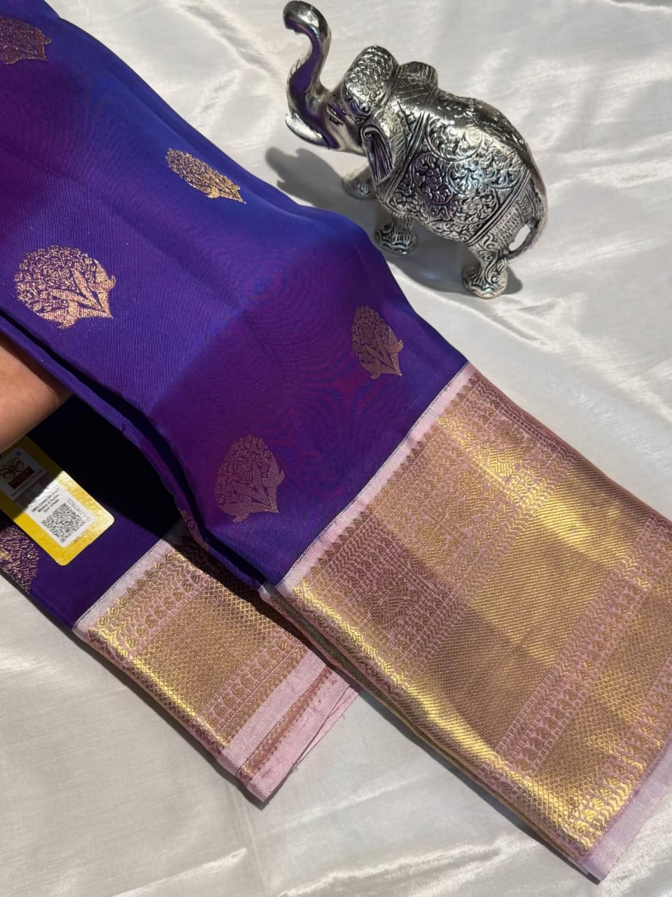 Blue Pink Pure Kanjivaram Silk Saree – Elegant Traditional Silk Saree
