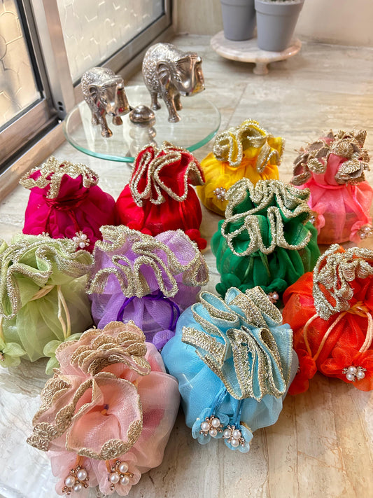 Decorative designer handcrafted sagun potli bags pack of 11                 size 18" inch
