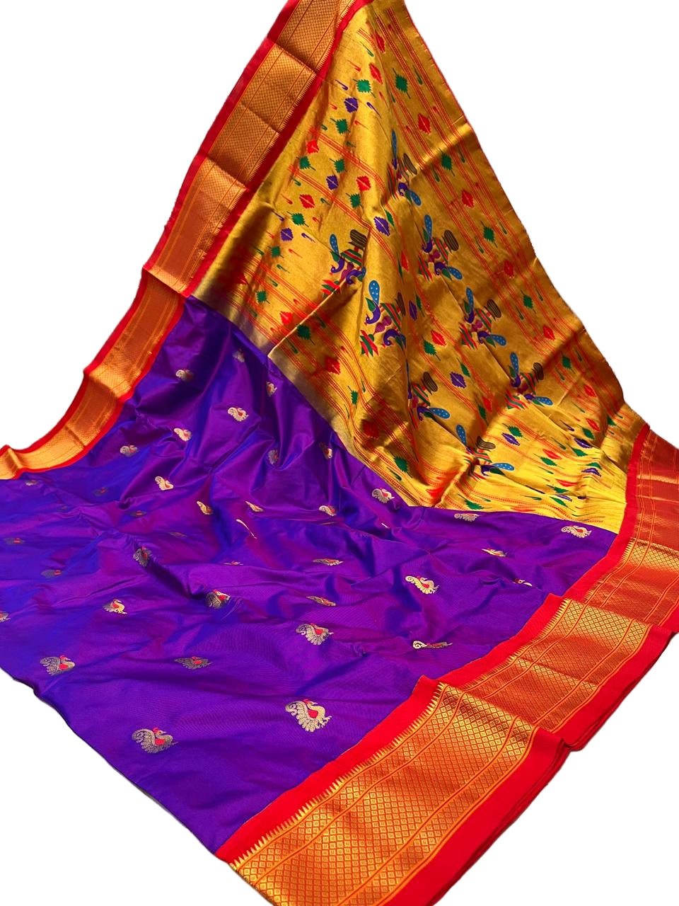 Kadiyal Border Peacock Design Pure Silk Paithani Saree | Wedding & Festive Wear