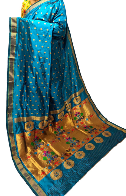 Maharani Kalanjali Handwoven Pure Silk Paithani Saree – All Over Butta with Royal Pallu