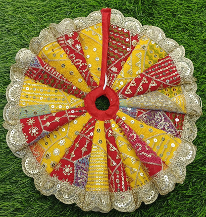 Beautiful full gher embroidery sequence work ladoo gopalji poshak 6 inch pack of 2 poshak