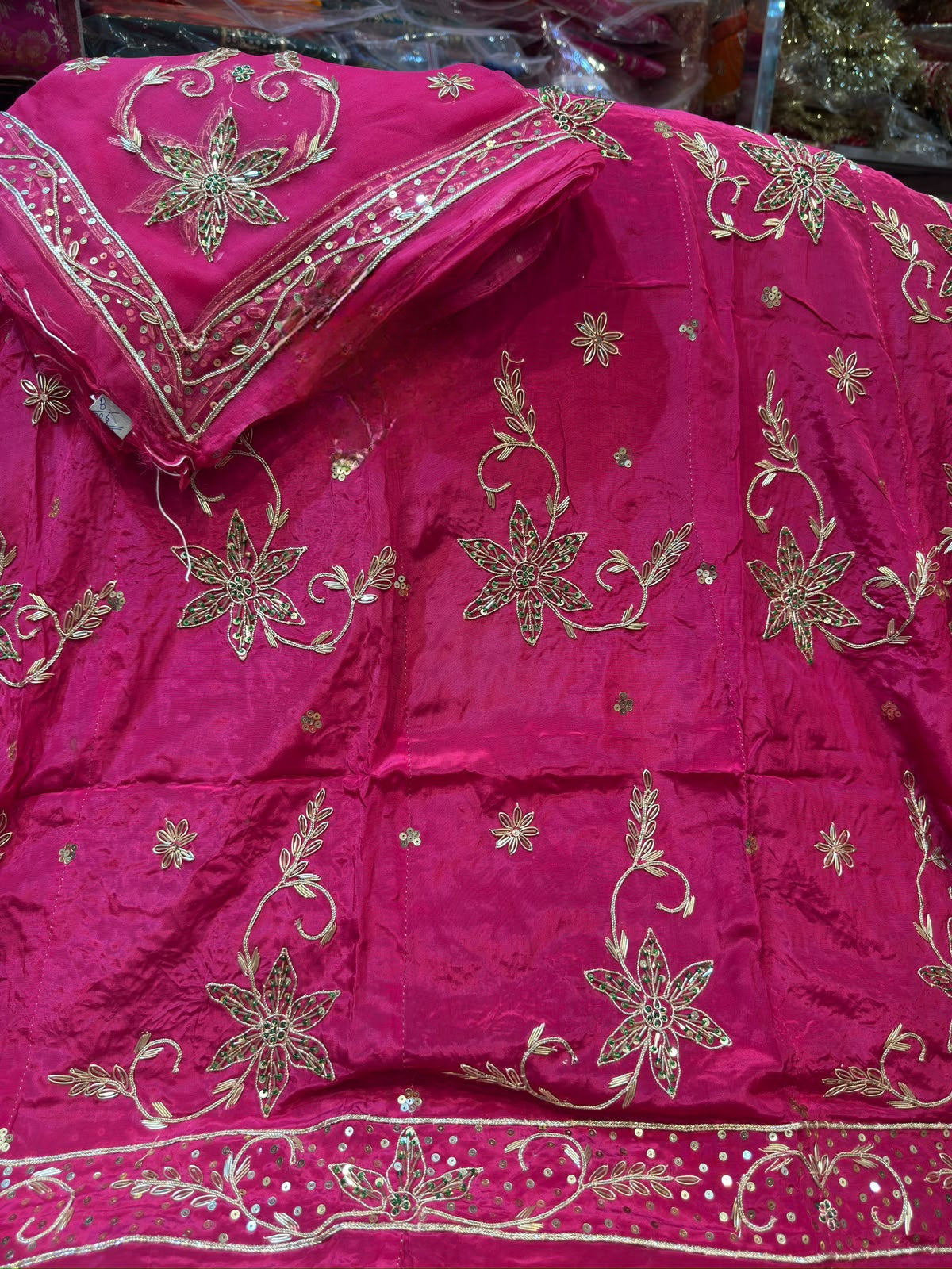 Heavy dabka jardoji handwork Natural silk Pyor odhna Rajasthani poshak