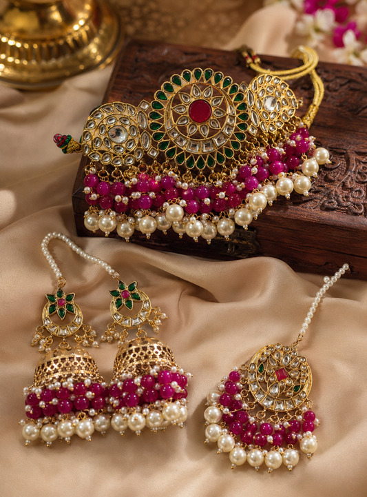 Rajwadi Look Jadau Jewellery Set – Traditional Bridal Necklace Set for Wedding & Festive Wear