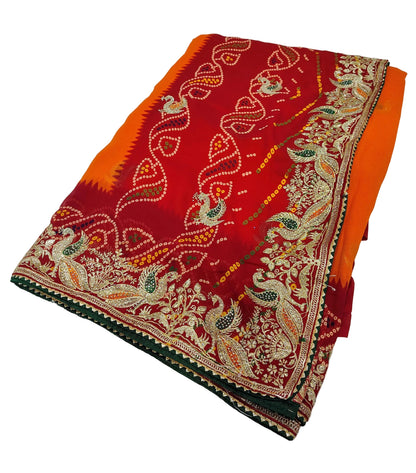 Georgette Rajasthani Traditional Marwari Piliya Chunari saree with Blouse