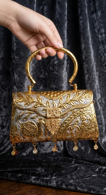 Rajwadi Antique Finish Meenakari Brass Clutch Purse