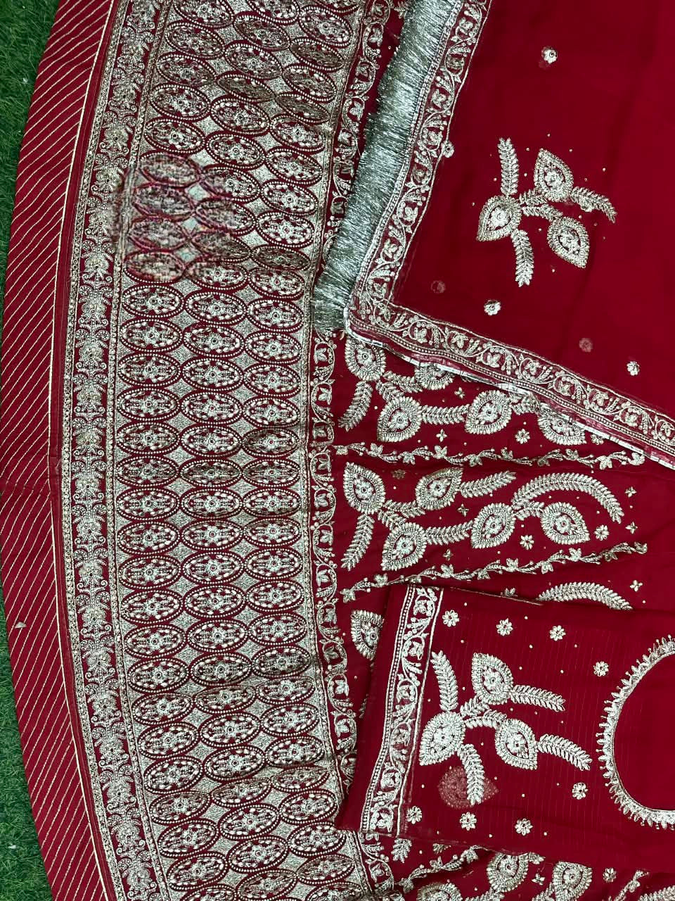 Karwa chauth special traditional Rajasthani poshak Royal Georgette Fabric with Bright Red Colour*