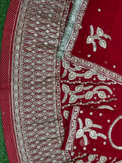 Karwa chauth special traditional Rajasthani poshak Royal Georgette Fabric with Bright Red Colour*