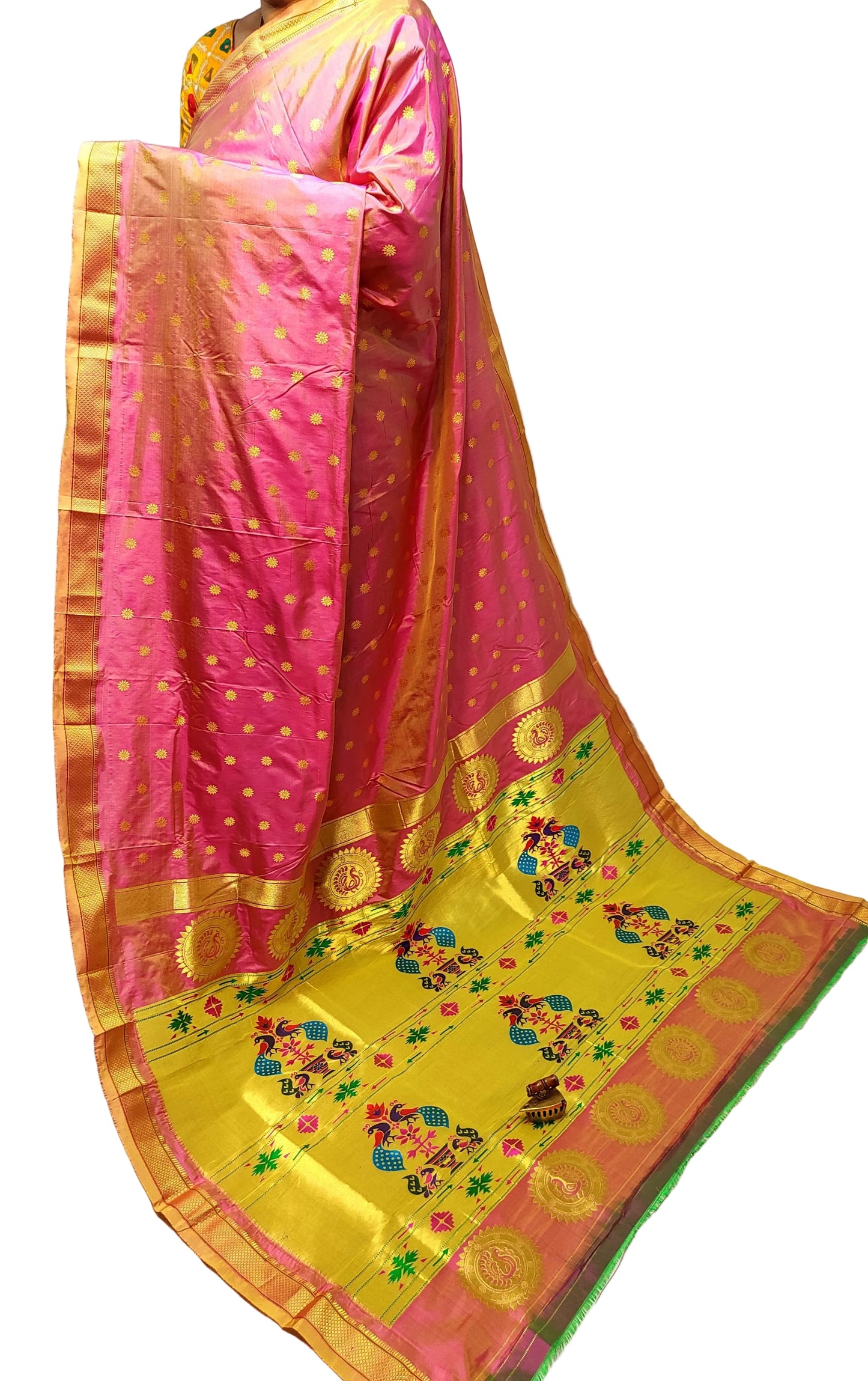 Maharani Kalanjali Handwoven Pure Silk Paithani Saree – All Over Butta with Royal Pallu