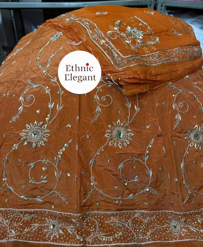 Natural crap / tissue  thakurji pure odhna heavy jardoji dabka work elegant poshak