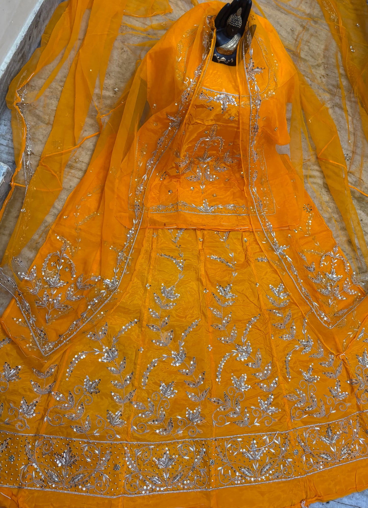 Luxury Natural Crepe Rajputi Poshak Set | Heavy Hand Work & Pure Odhna | Traditional Ethnic Wear